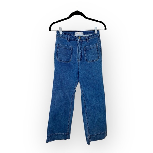 Petal & Pup Blue Denim Wide Leg Sailor Cropped Trouser Jeans Nautical Size 2 - Picture 2 of 7